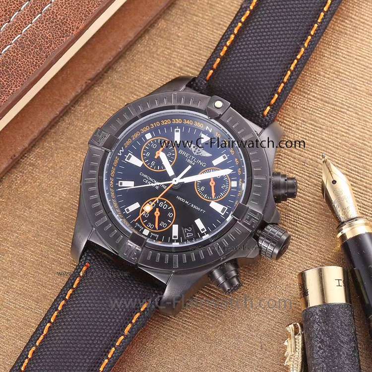 Copy Breitling Avenger Seawolf 1000M Watch Black and Orange